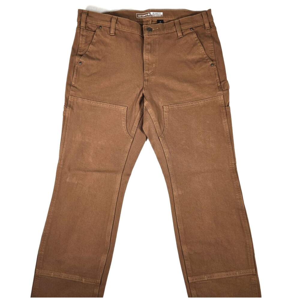 Carhartt Rugged Flex Relaxed Double Front Pants Brown Woman's Size 12 Tall New